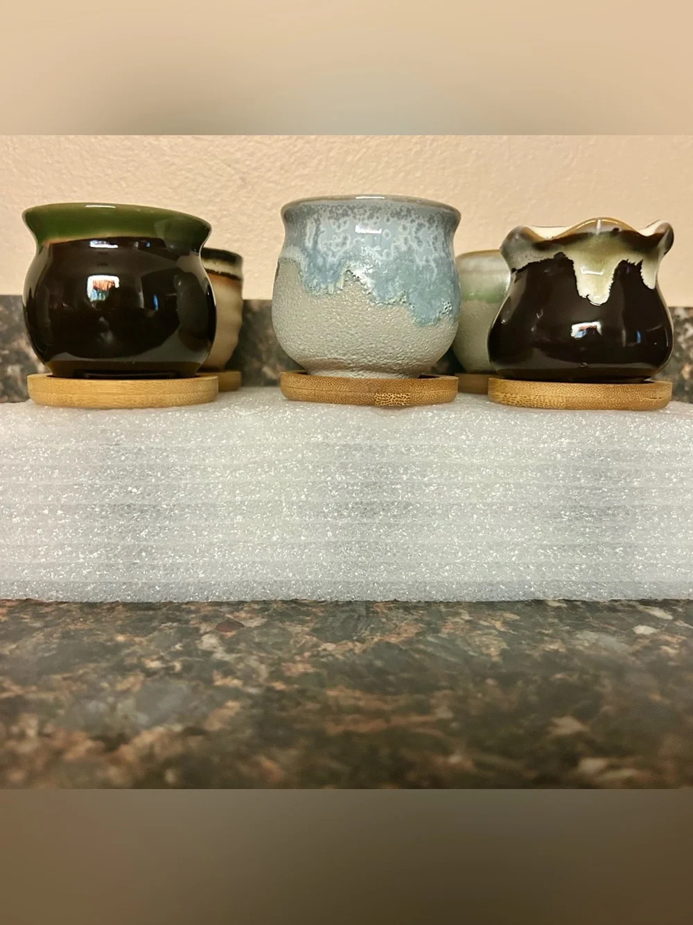 2.1 Inch Succulent Pots with Drainage and Base.  This is a set of 6.
